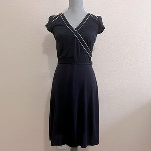 Ann Taylor LOFT Navy Dress with White Accents, Size 2